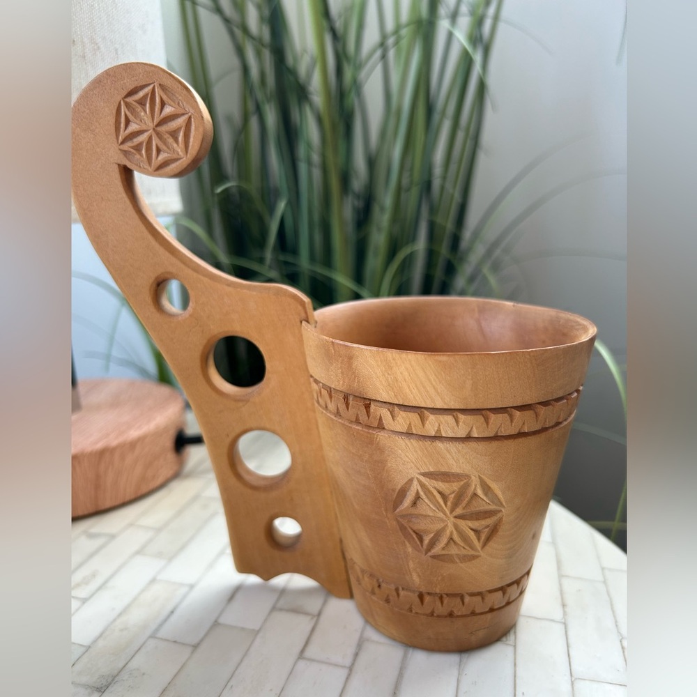 Vintage Folk Art carved wooden cup